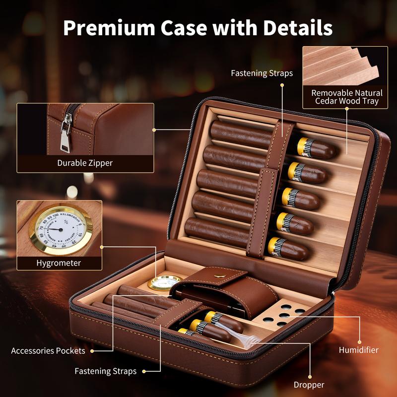 Leather Travel Humidor Case