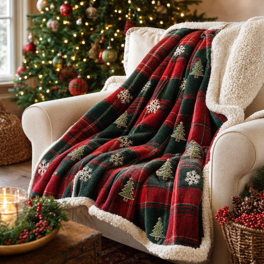 Cozy Cabin Christmas Sherpa Throw Blanket