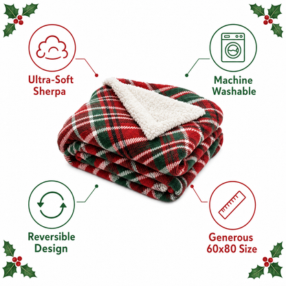 Cozy Cabin Christmas Sherpa Throw Blanket