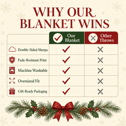 Cozy Cabin Christmas Sherpa Throw Blanket
