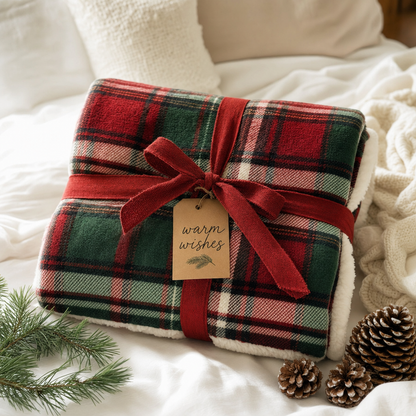 Cozy Cabin Christmas Sherpa Throw Blanket